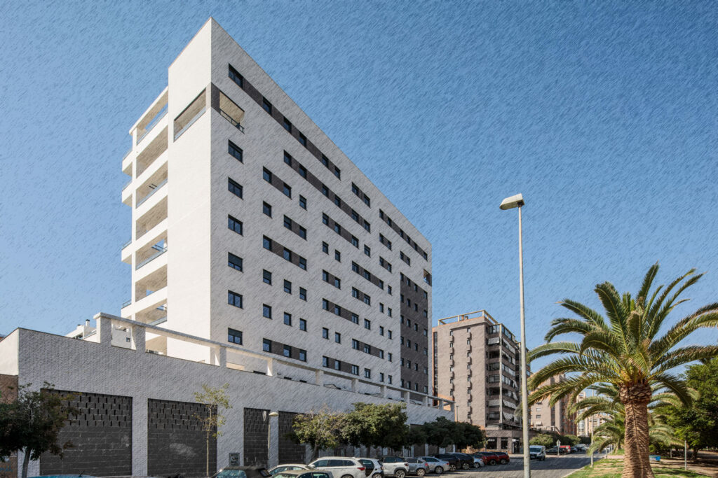 Bloque de edificio moderno obra nueva