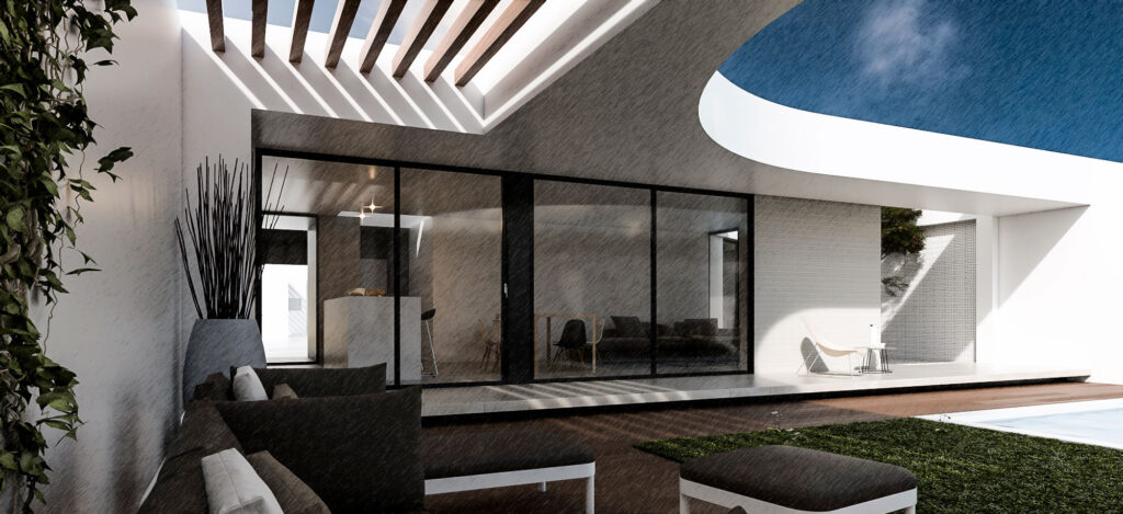 Jardín moderno vivienda independiente